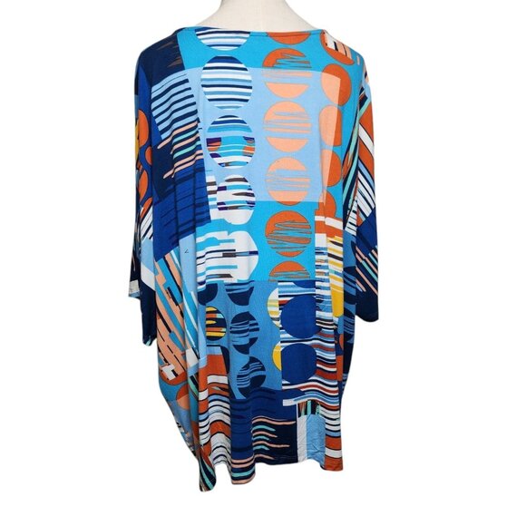 NorthStyle 3X Top Short Dolman Sleeve Colorful Abstract Print North Style - Picture 4 of 8